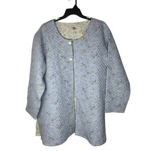 Sante Classics Robe Size 3X Housecoat Coat Blue Quilted Lounge 2 Button Closure